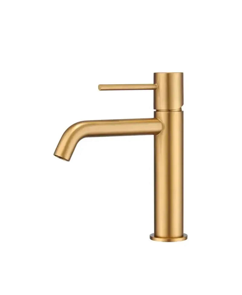 Grifo monomando lavabo cartucho de 25 mm fabricado en latón con acabado oro cepillado Monza de Imex