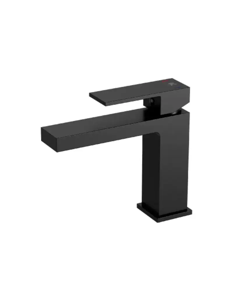 Grifo monomando lavabo con cartucho cerámico 26 mm con acabado negro mate de latón Kubic Kalla