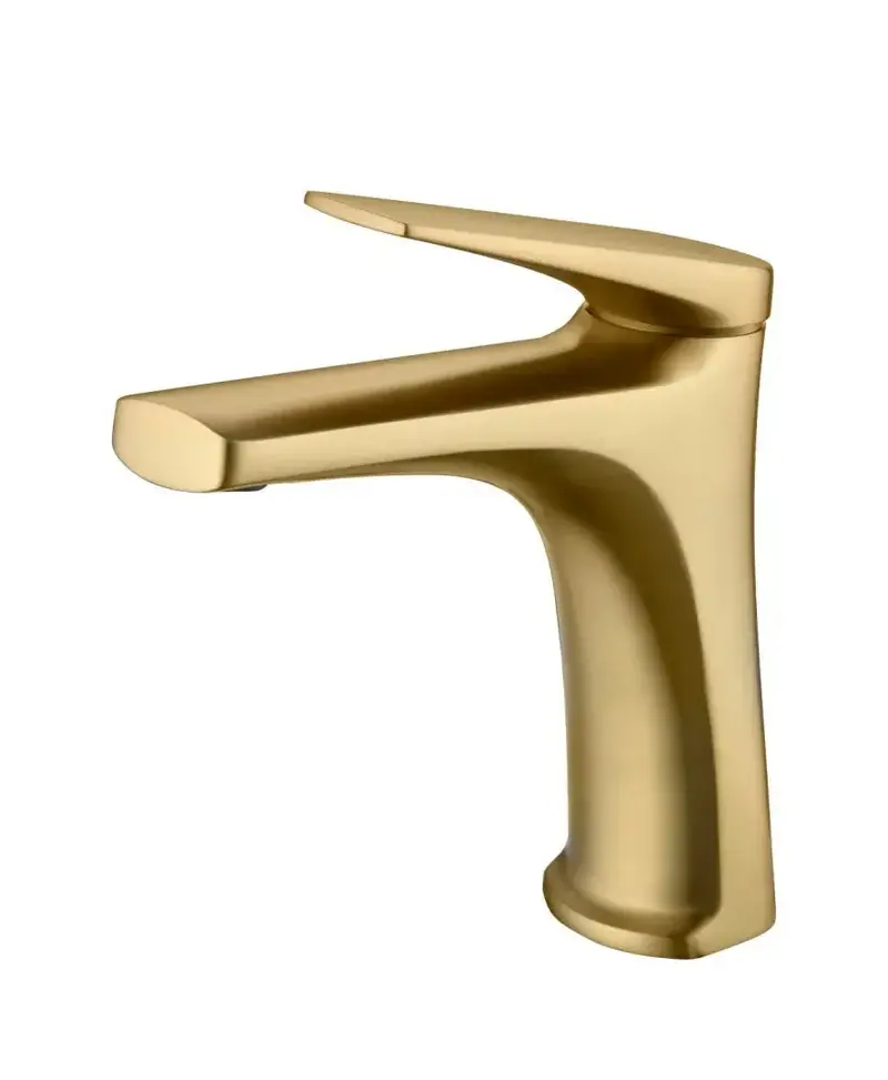 Grifo monomando lavabo sobre repisa oro cepillado Imex