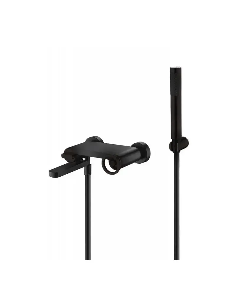 Grifo monomando para bañera o ducha con un diseño moderno de acabado negro mate Olimpo de Imex