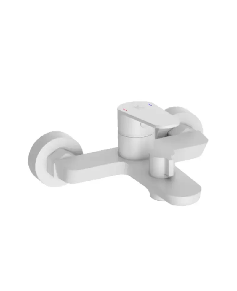 Grifo monomando para bañera y ducha de latón con acabado blanco mate Fine Källa