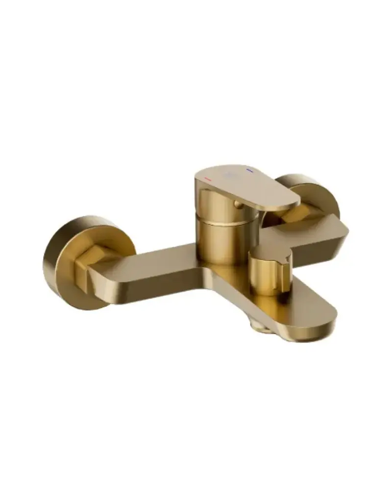 Grifo monomando para bañera y ducha en latón con acabado oro cepillado Fine Källa