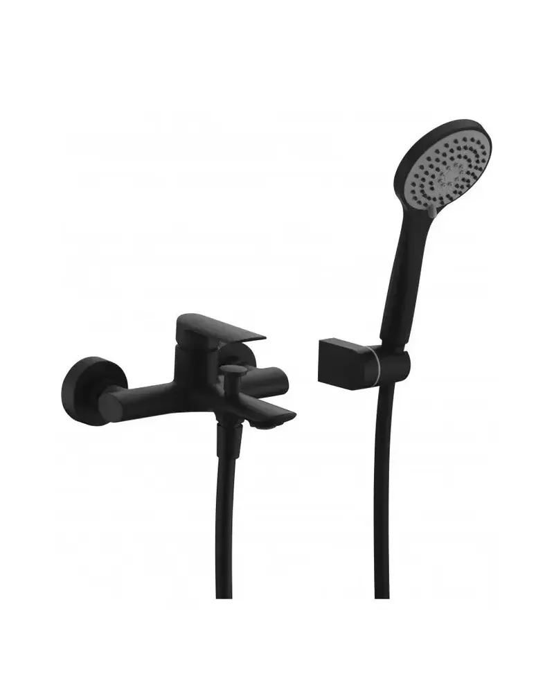 Grifo monomando para bañera y ducha fabricada en latón de acabado negro mate Ural de Imex