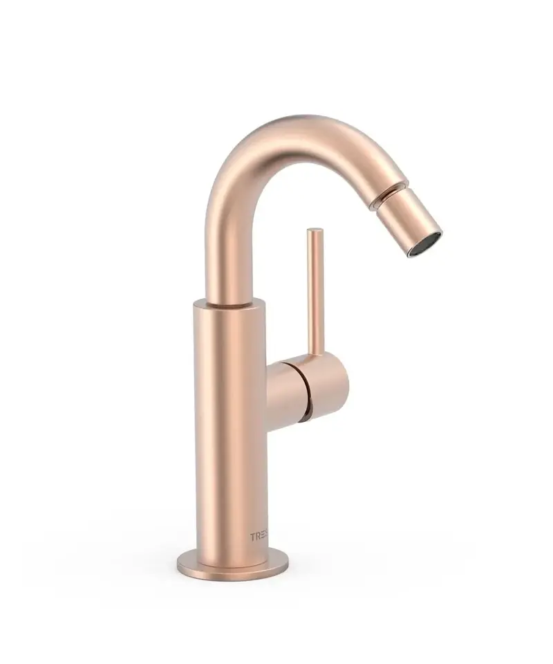 Grifo monomando para bidé con maneta lateral de latón acabado oro rosa mate STUDY EXCLUSIVE TRES