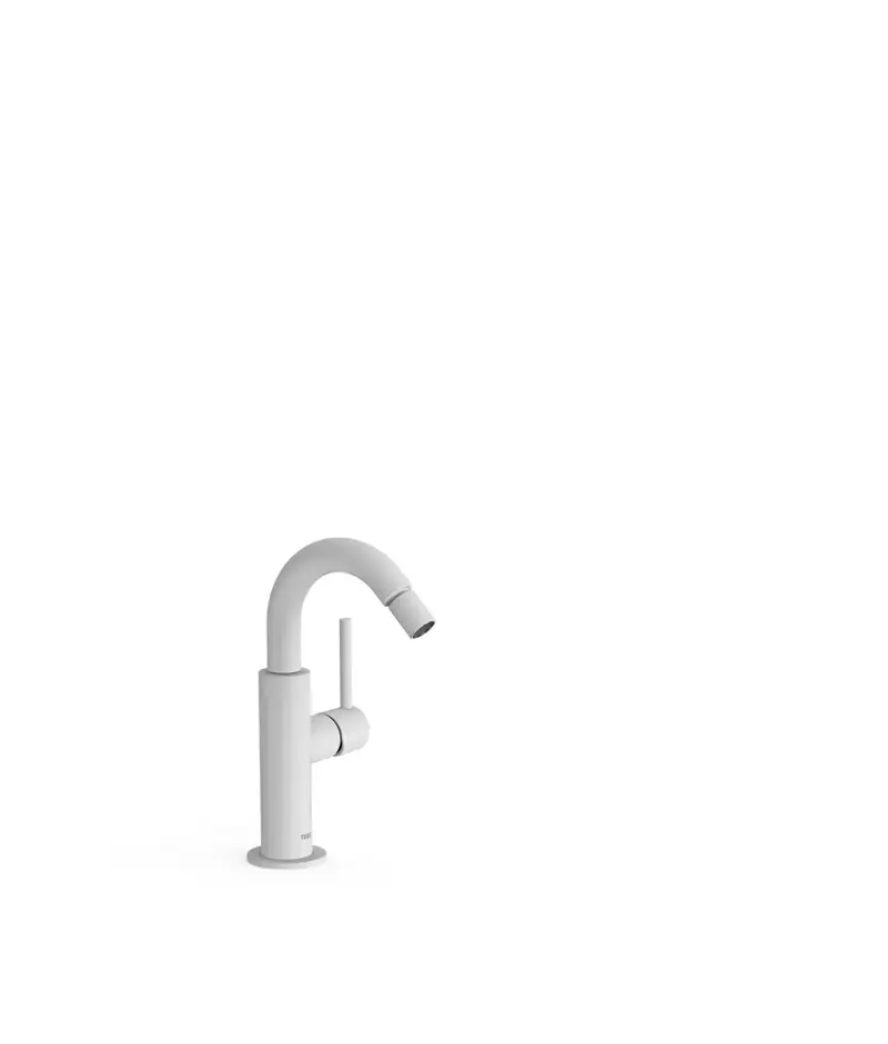Grifo monomando para bidé con maneta lateral y rótula orientable en color blanco mate Study Tres