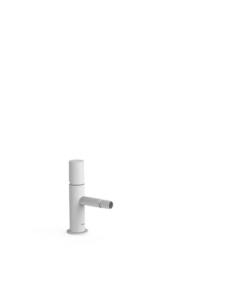 Grifo monomando para bidé con rótula orientable de color blanco mate Study Tres