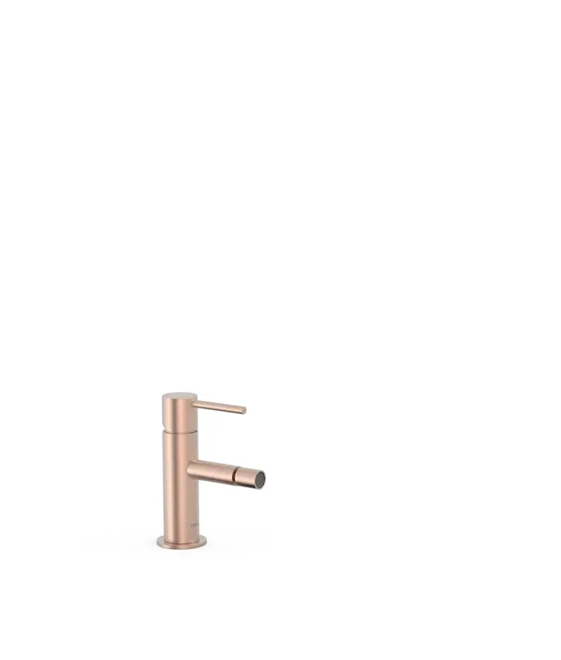Grifo monomando para bidé con rótulo orientable acabado oro rosa mate 24K Study Tres