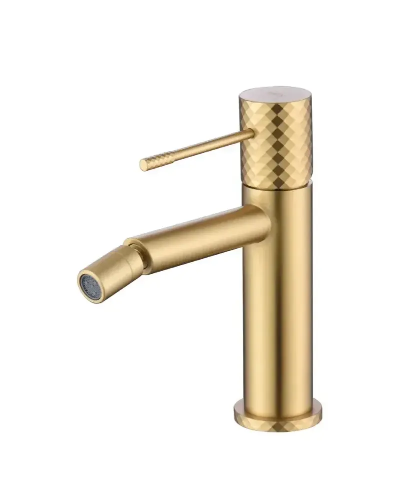 Grifo monomando para bidé con tecnología cold open hecho de latón con acabado oro cepillado Genova de Imex