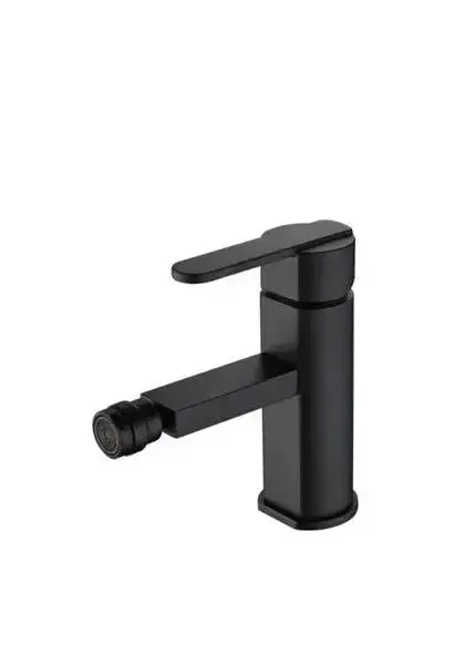 Grifo monomando para bidé con un caño recto fabricado en latón de acabado negro de Imex