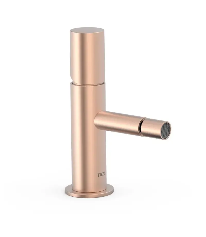 Grifo monomando para bidé de latón con acabado oro rosa mate STUDY EXCLUSIVE TRES
