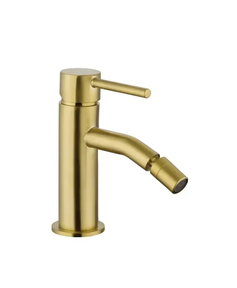 Grifo monomando para bidé fabricado en latón con un acabado en color oro Sirio de GME
