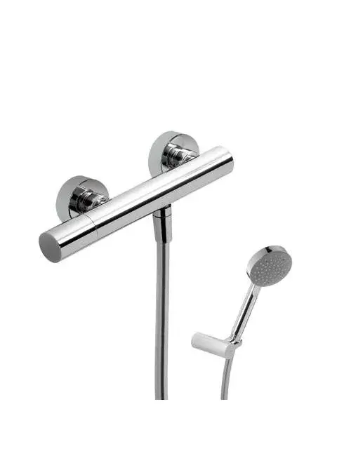 Grifo monomando para ducha con teleducha móvil de latón y acabado cromado Max Tres
