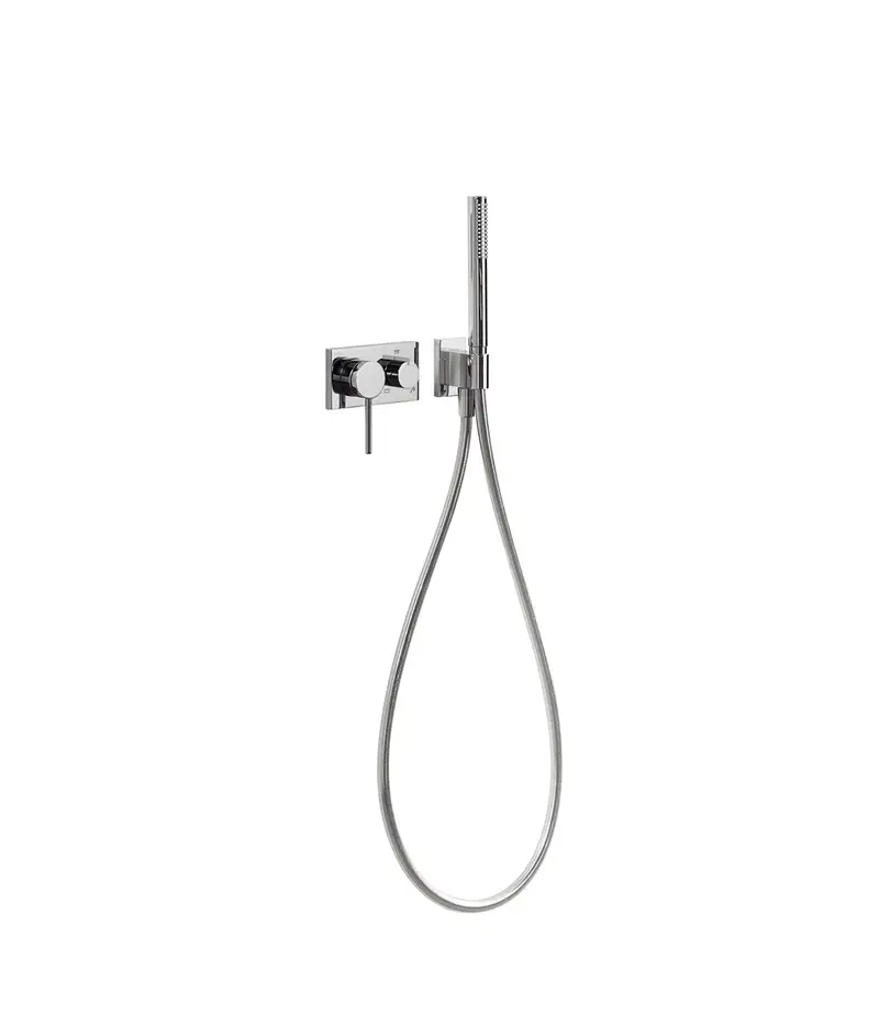 Grifo monomando para ducha empotrable de latón con acabado cromado TRES