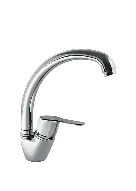 Grifo monomando para fregadero con caño curvo de latón acabado cromado Standard TRES