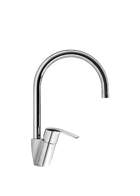 Grifo monomando para fregadero con caño curvo de latón con acabado cromado Cocina Standard TRES