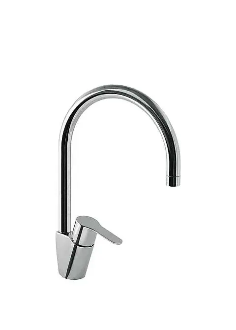 Grifo monomando para fregadero con caño curvo latón con acabado cromado Standard TRES