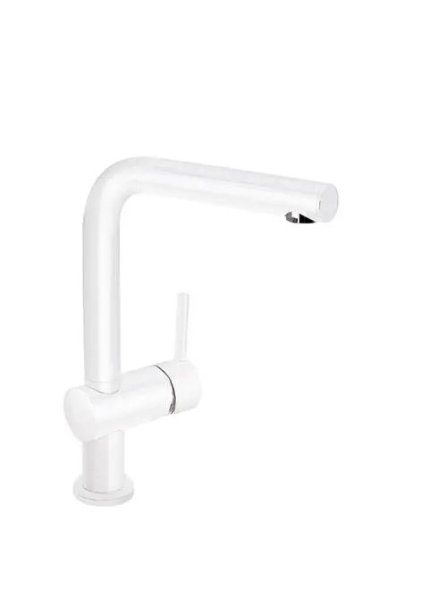 Grifo monomando para fregadero con caño de 28 cm fabricado en latón con acabado blanco mate Exclusive TRES