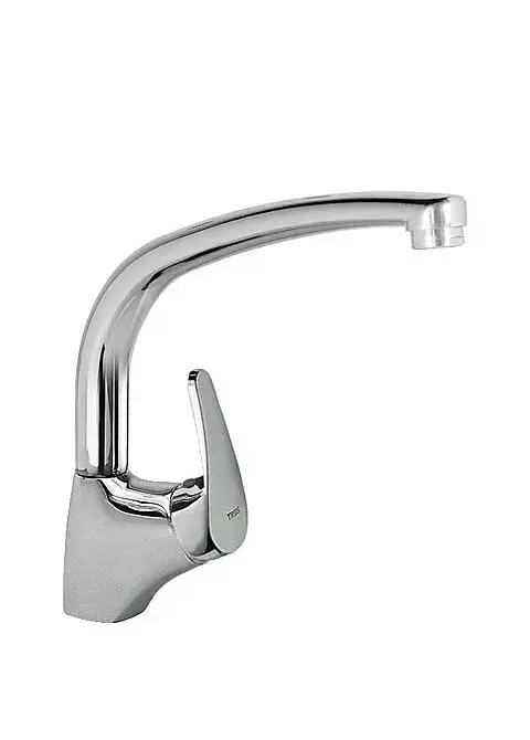 Grifo monomando para fregadero de latón con acabado cromado Basic TRES