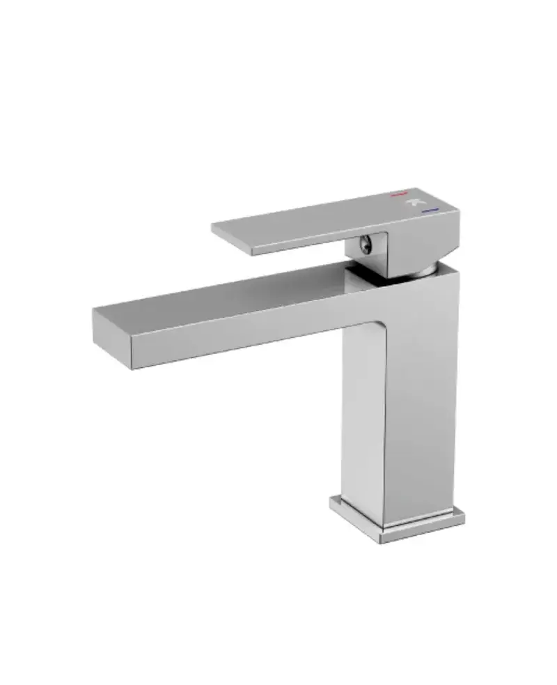 Grifo monomando para lavabo alto con cartucho cerámico, atomizador de latón y acabado cromado Kubic Kalla