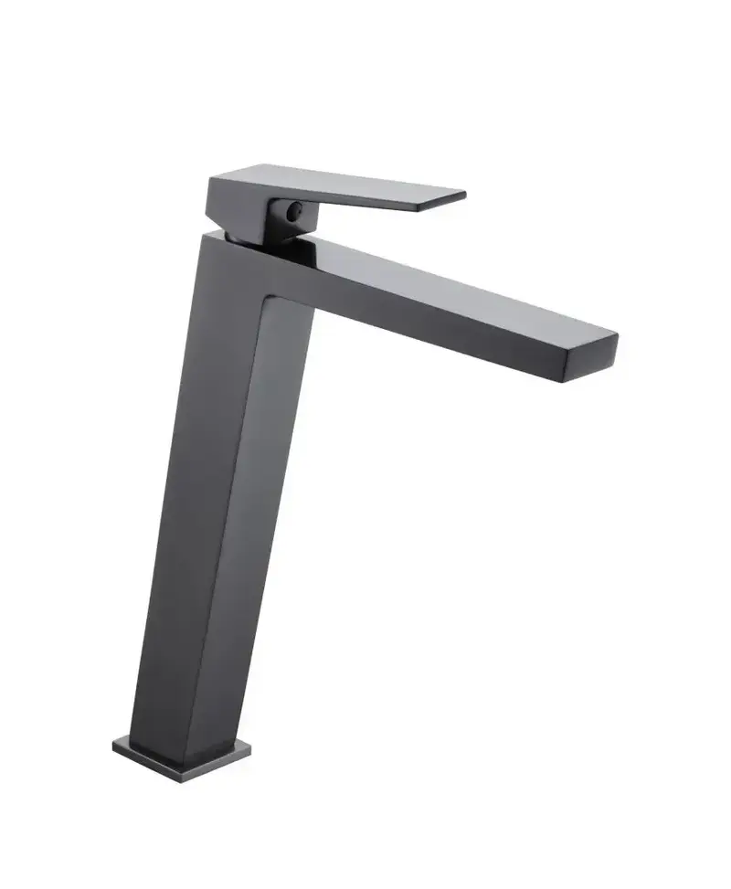 Grifo monomando para lavabo con caño alto hecho de latón con acabado negro metalizado Art de Imex