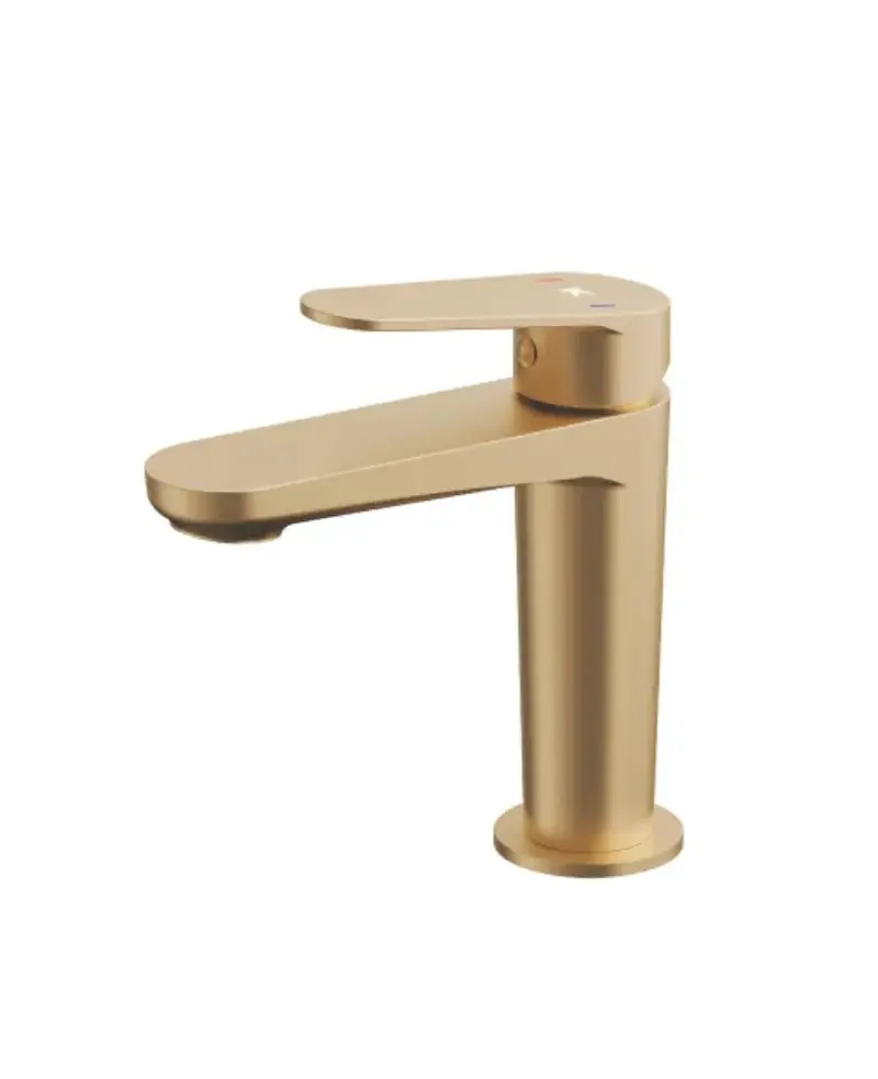 Grifo monomando para lavabo con cartucho cerámico acabado oro cepillado Fine de Källa