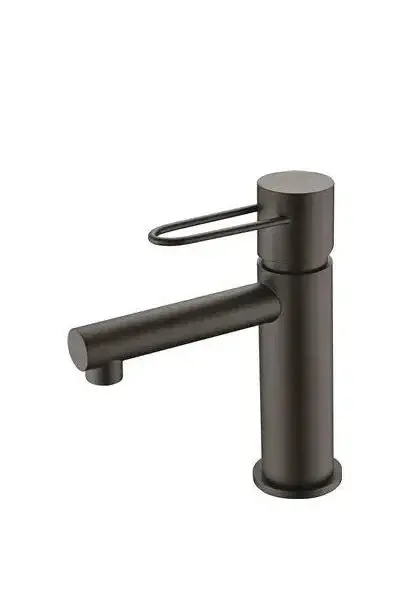 Grifo monomando para lavabo con cierre cerámico de diseño moderno y acabado negro mate Milos de Imex