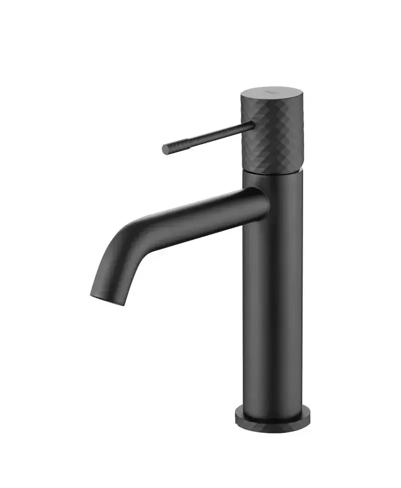 Grifo monomando para lavabo con tecnología cold open hecho de latón con acabado negro mate Genova de Imex