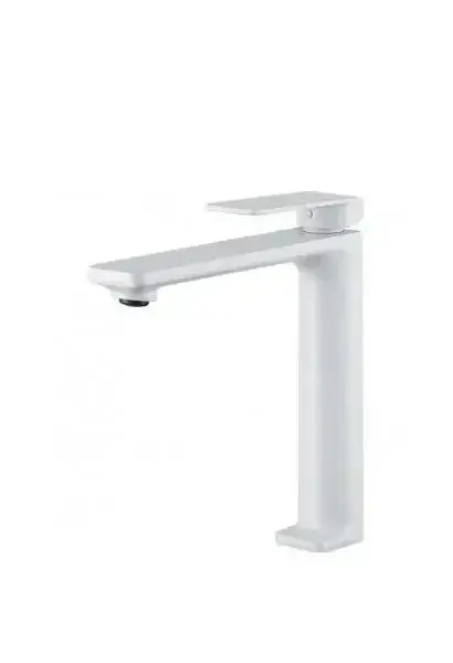 Grifo monomando para lavabo con un diseño alto y un acabado blanco mate Fiyi de Imex