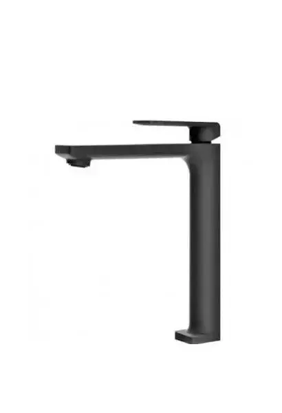 Grifo monomando para lavabo con un diseño alto y un acabado negro mate Fiyi de Imex
