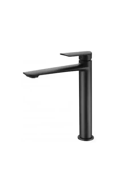 Grifo monomando para lavabo de caño alto con un diseño moderno de acabado negro mate Ural de Imex