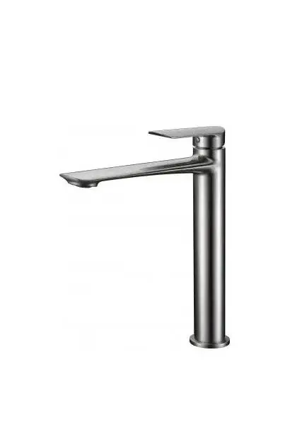 Grifo monomando para lavabo de caño alto en color níquel cepillado mate Ural de Imex