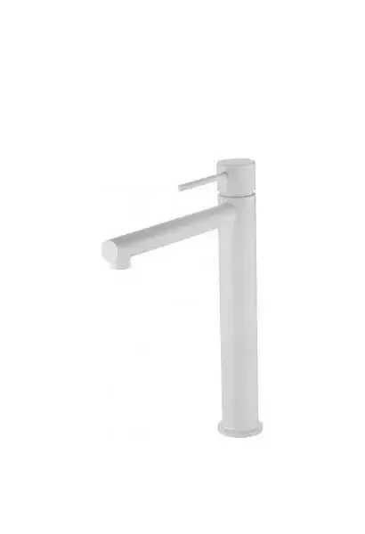 Grifo monomando para lavabo de caño alto fabricado en latón de acabado blanco mate Milos de Imex