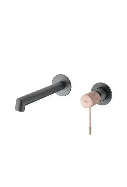 Grifo monomando para lavabo empotrado de acabado gris mate y champagne Line de Imex