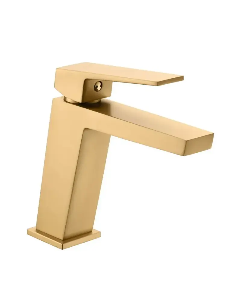 Grifo monomando para lavabo fabricado en latón acabado oro cepillado Art de Imex