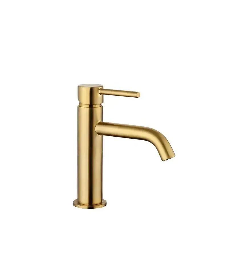 Grifo monomando para lavabo fabricado en latón con un acabado en color oro PVD cepillado Sirio de GME