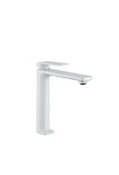 Grifo monomando para lavabo sobre encimera de caño alto con un acabado en blanco mate Fiyi de Imex