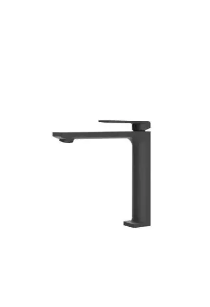 Grifo monomando para lavabo sobre encimera de caño alto con un acabado en negro mate Fiyi de Imex