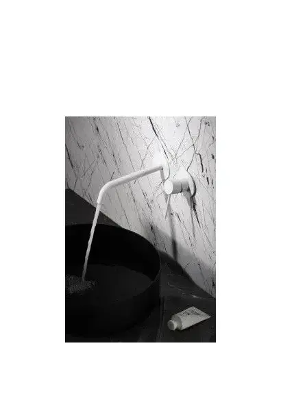 Grifo monomando para pared en lavabos y en bañeras de acabado blanco mate Etna de Imex