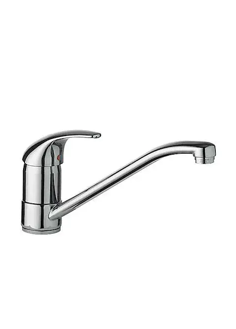 Grifo monomando para pila de cocina en latón con aspecto cromado Cocina Basic TRES
