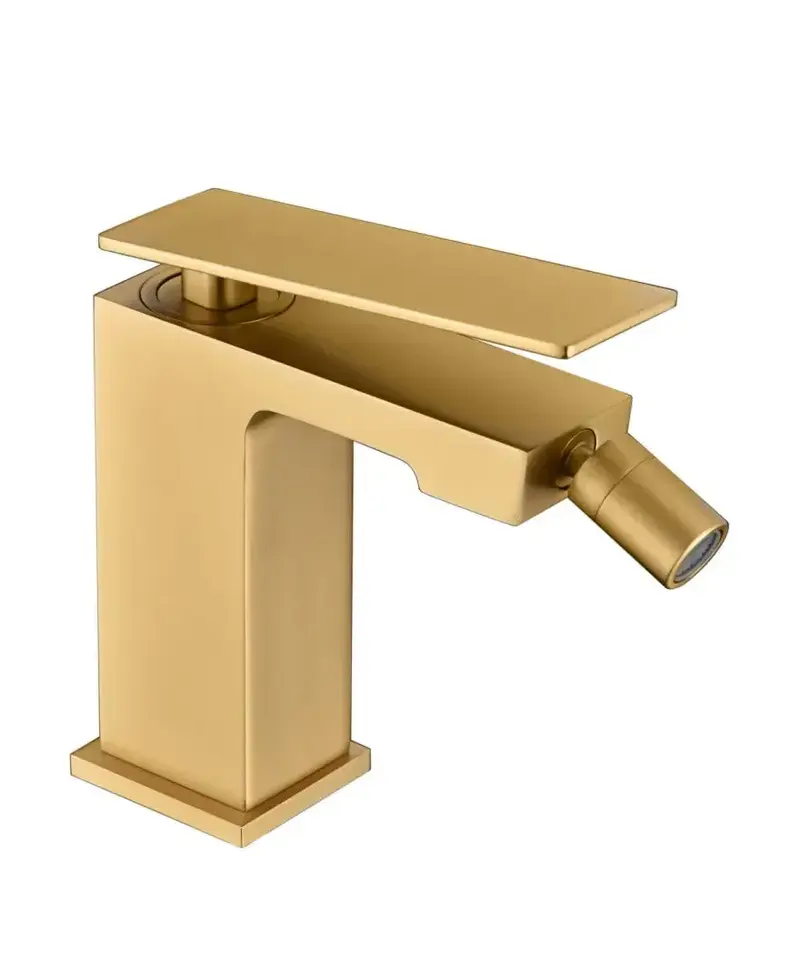 Grifo monomando sobre re para bidé hecho de latón con acabado oro cepillado Pisa de Imex