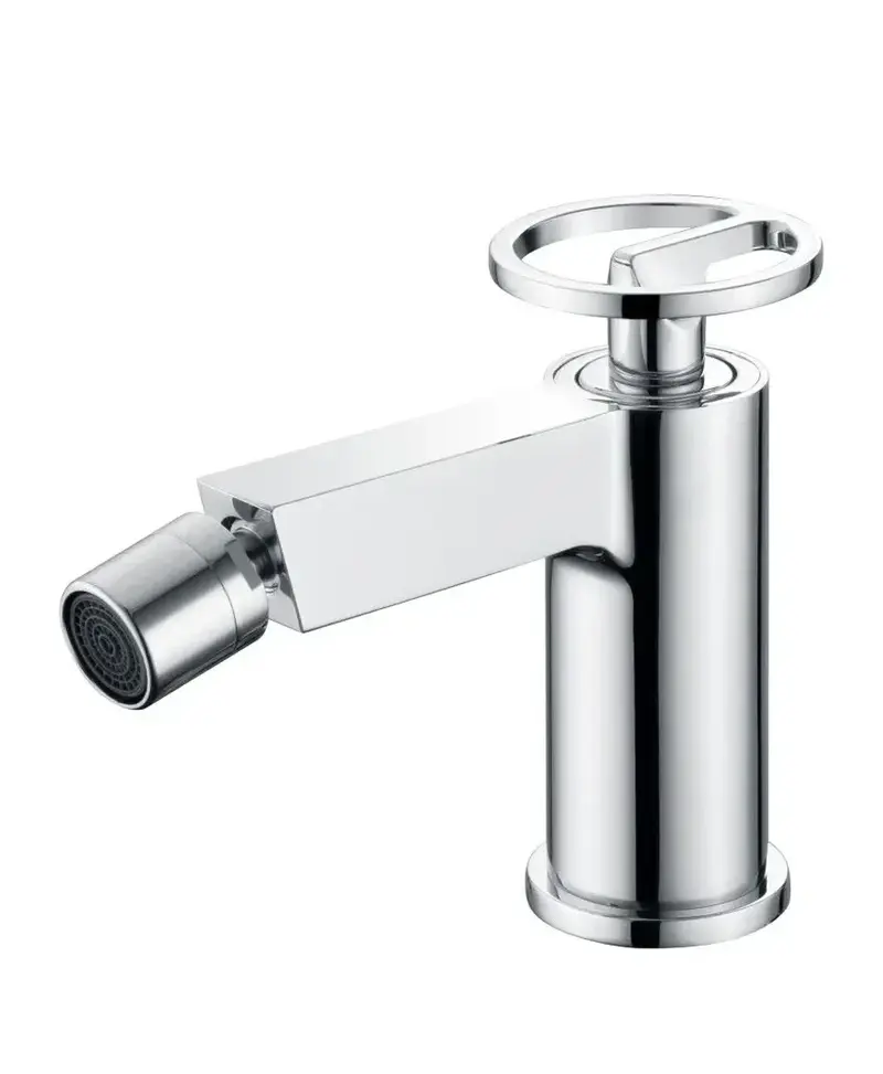 Grifo monomando sobre repisa para bidé fabricado en latón con acabado cromado Olimpo de Imex