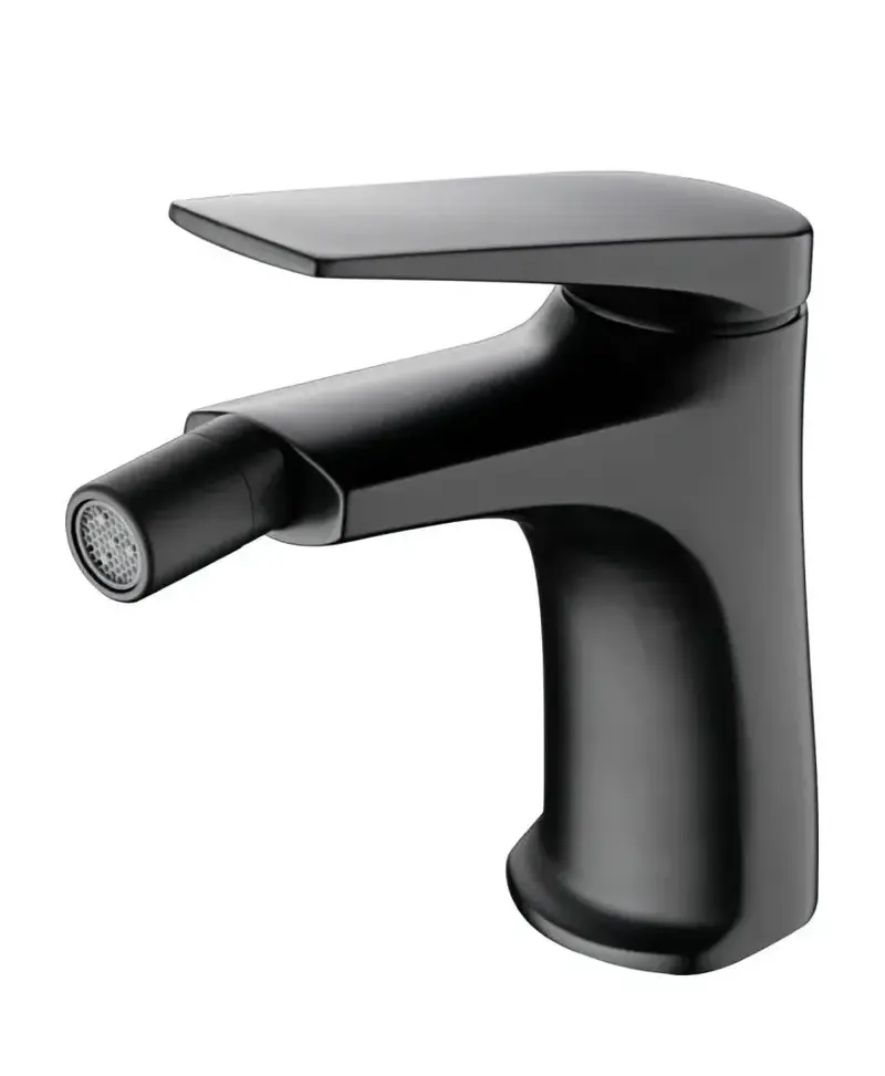 Grifo monomando sobre repisa para bidé fabricado en latón con acabado negro metalizado Delos de Imex