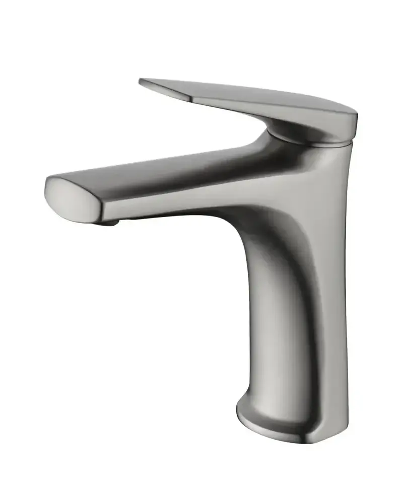 Grifo monomando sobre repisa para lavabo hecho de acero inoxidable con acabado satinado Delos de Imex