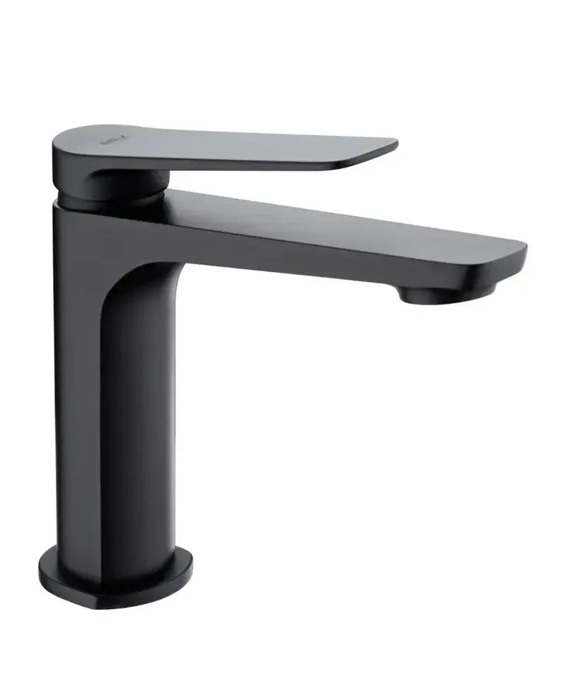 Grifo monomando sobre repisa para lavabo hecho de latón con acabado negro mate Napoles de Imex