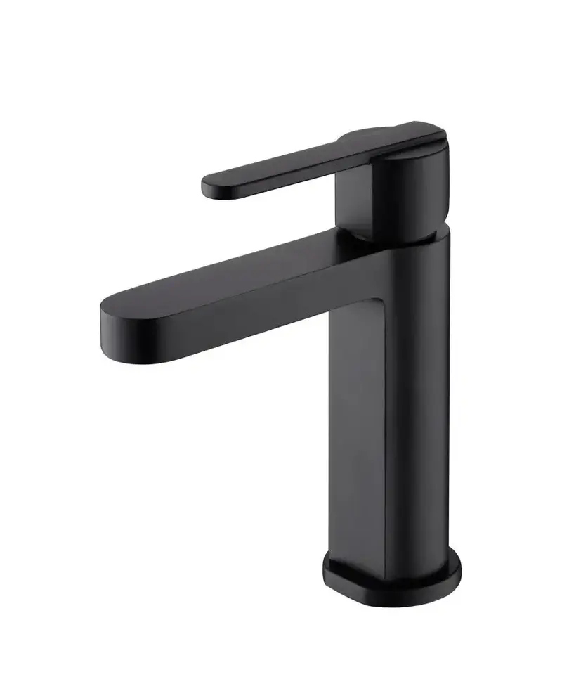 Grifo monomando sobre repisa para lavabo hecho de latón con acabado negro mate Roma de Imex