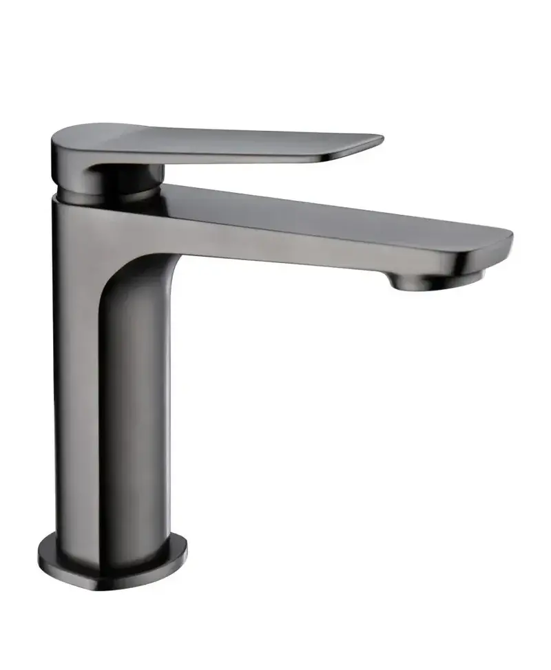 Grifo monomando sobre repisa para lavabo hecho de latón con acabado negro metalizado Napoles de Imex