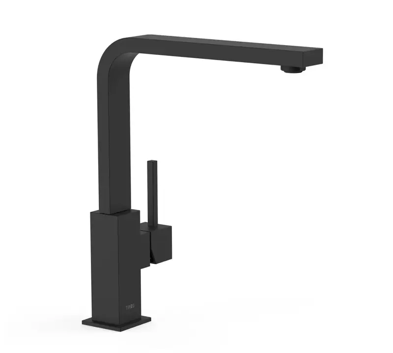 Grifo monomando vertical para cocina con caño angular y acabado negro mate TRES