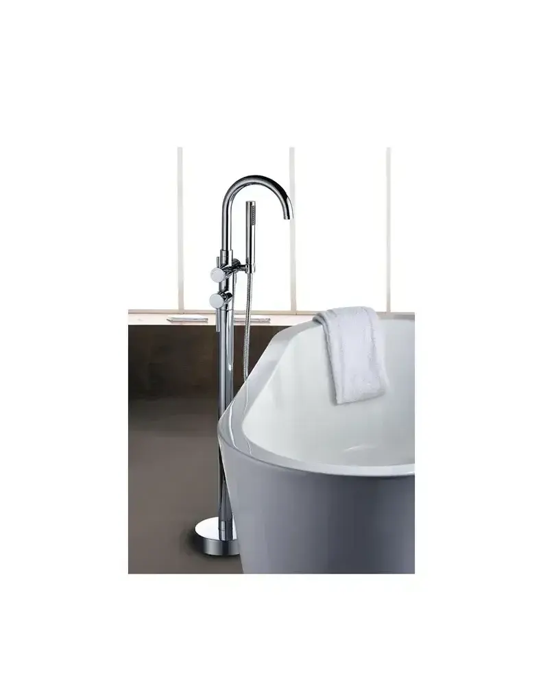 Grifo para bañera exento monomando fabricado en latón con un acabado cromado Round de GME