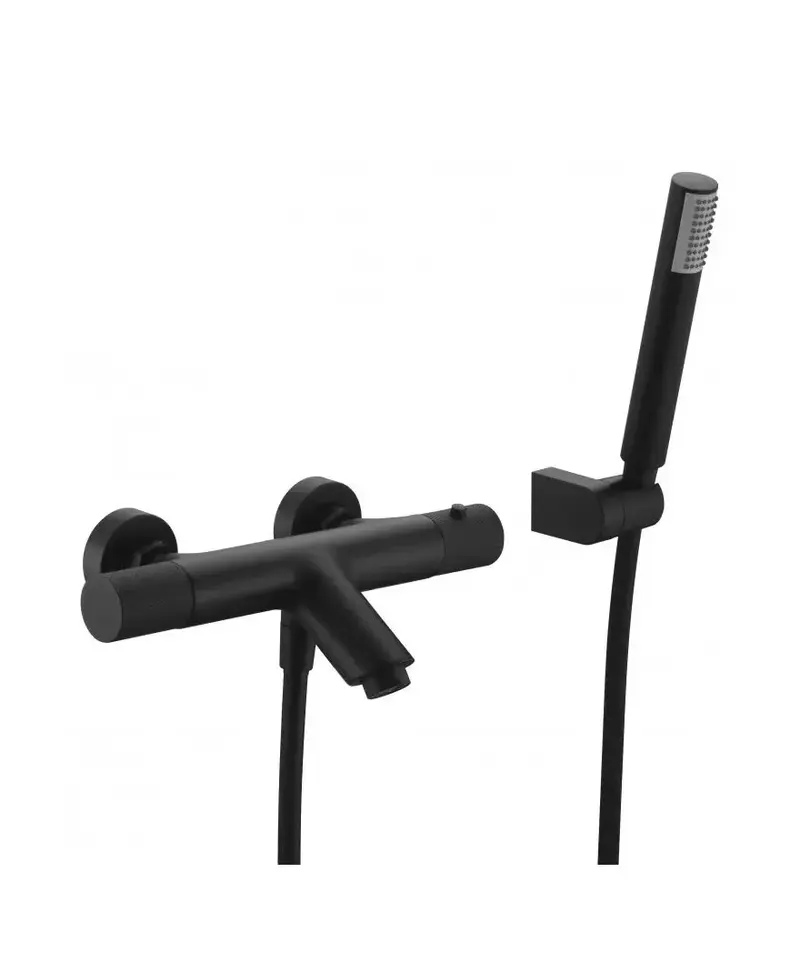 Grifo para ducha y bañera termostático fabricado en latón de acabado negro mate Line de Imex