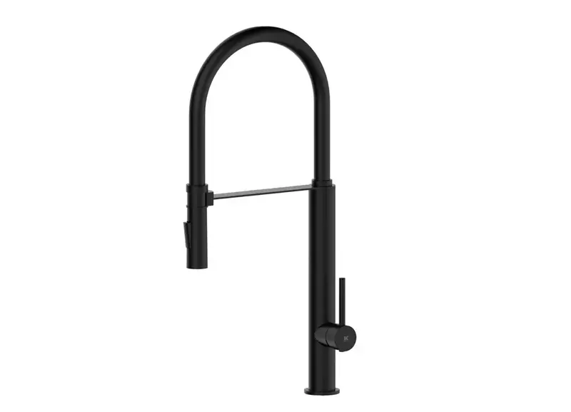 Grifo para fregadero monomando con acabado negro mate y manguera de silicona de color opcional Pilot Källa